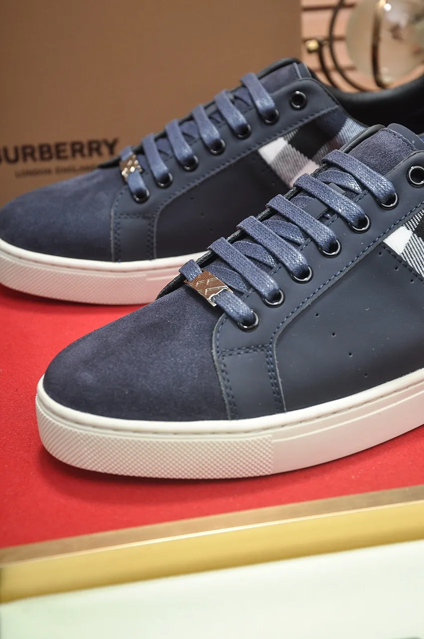 Men's shoes💰480💶[Burberry] (cowhide lining) classic low-top sneakers｜Imported cowhide with classic plaid fabric｜Cow leather lining｜Original outsole｜Fine workmanship and comfortable to wear Size: 38-44 (customized at 45)